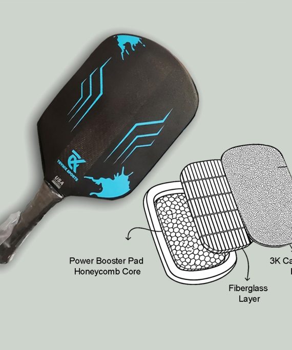 TRYNIX Pickleball Paddles Multi-Layer MATTE Textured Carbon Fiber & Fiberglass Pickleball Paddle 15mm Blue, USAPA Approved